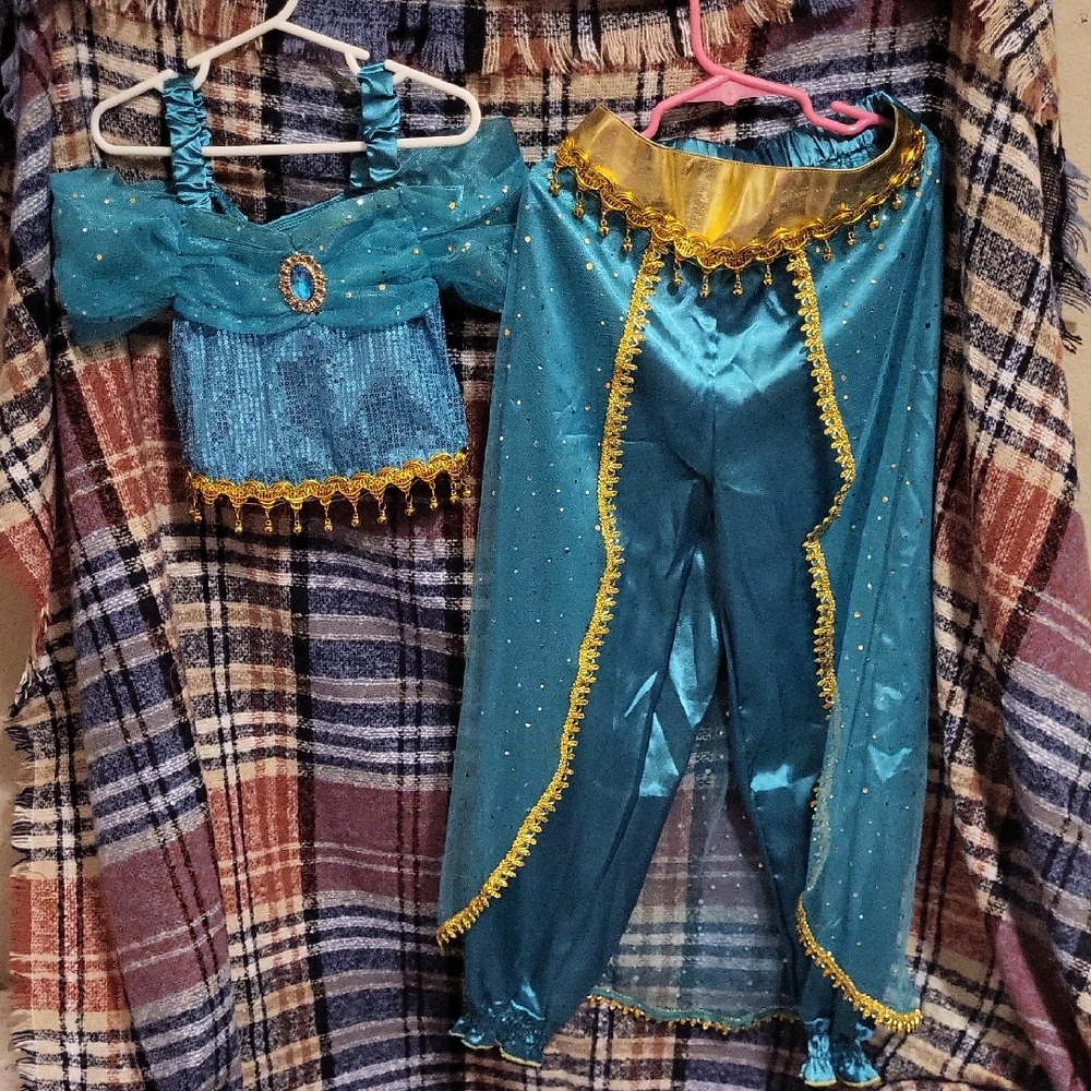 Sparkling Blue and Gold Kids Dance Costume